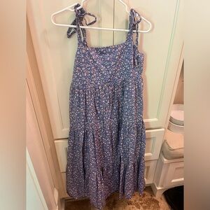 madewell tie strap tiered mini dress